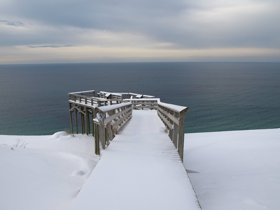 Lake Michigan Overlook Platform in Winter