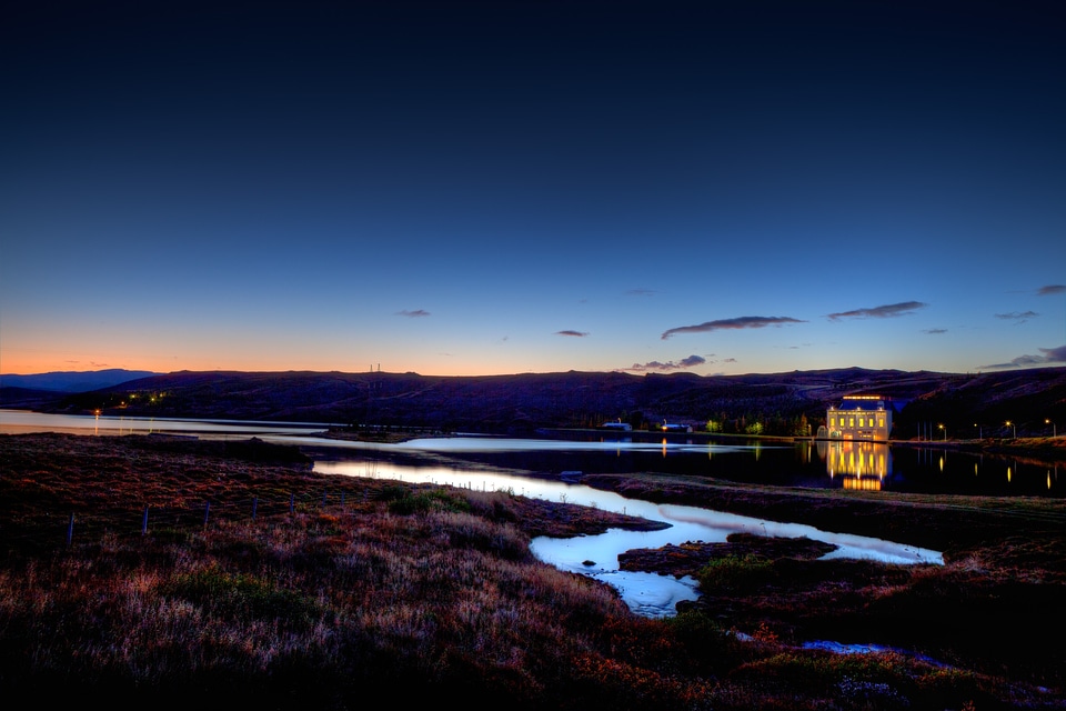Landscape spring panorama at sunset