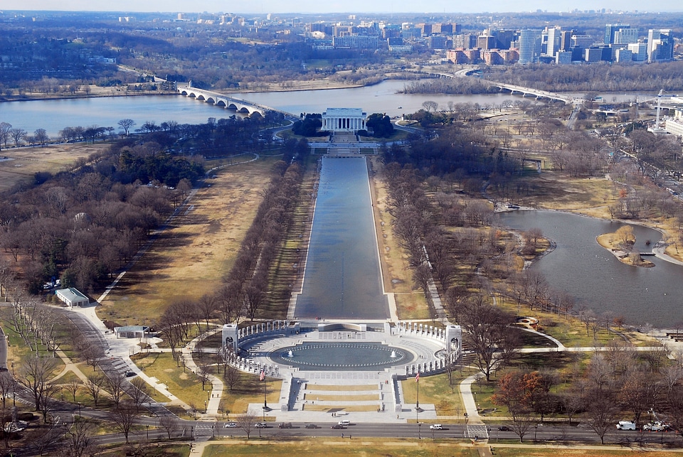 Lincoln Memorial reflecting pool and WWII memorial