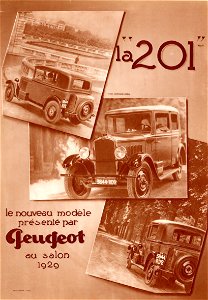 Publicité automobile Peugeot 201 en 1929 photo