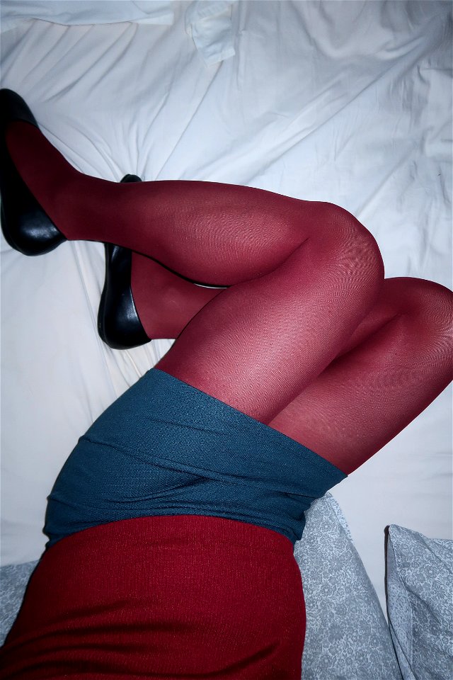 40 denier burgundy semi opaque tights photo