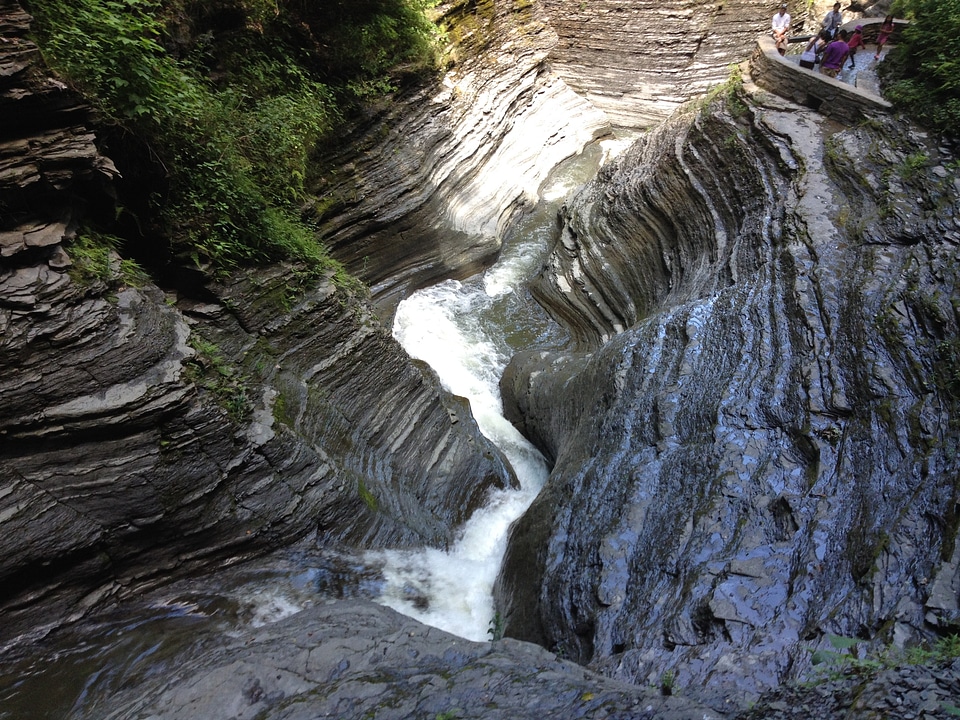 Watkins Glen Gorge in woods with rocks and stream