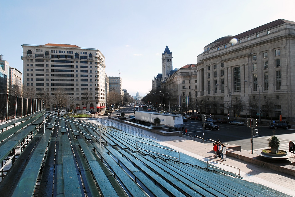 Inaugural Parade viewing area showing bleacher