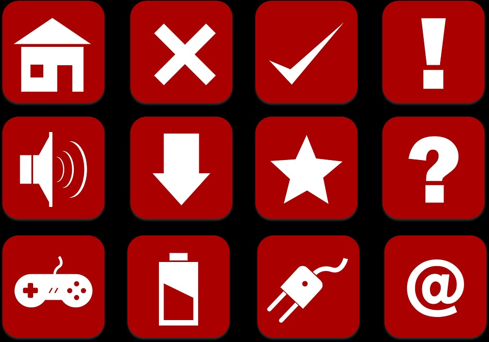 Icons Set Red Home Cancel Check Attention