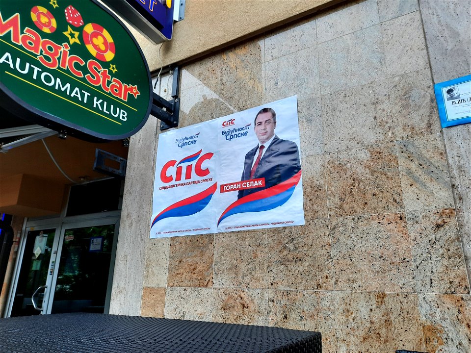 A poster with candidate for councilor of Banja Luka's city assembly