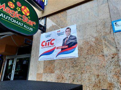 A poster with candidate for councilor of Banja Luka's city assembly