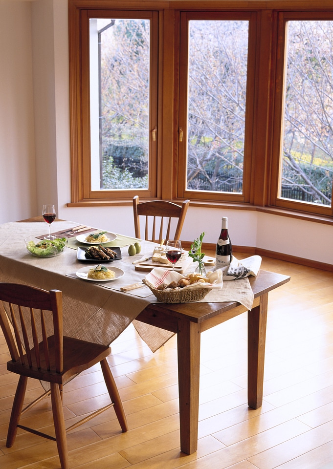 Decorated table with dinner
