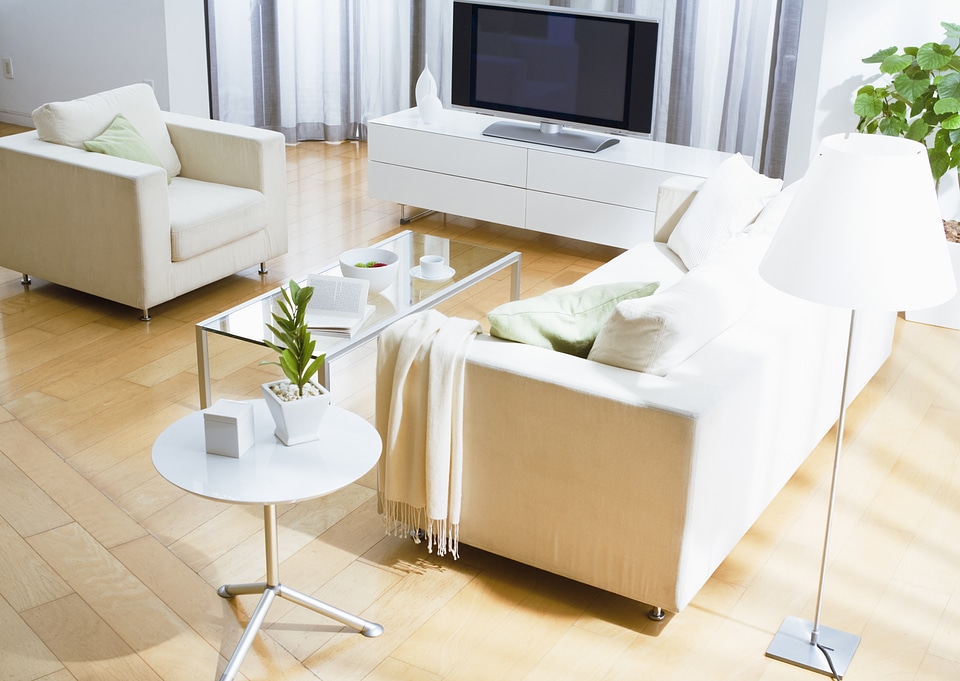 Modern living-room with TV and hifi equipment