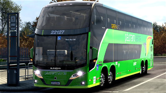 Ônibus Visstarbuss 1800 DD Skin Pássaro Verde ETS2 Euro Truck Simulator 2