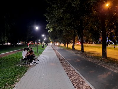 Pedestrian-bicycle zone in Bulevar Desanke Maksimović, Banja Luka, BiH at night (3)