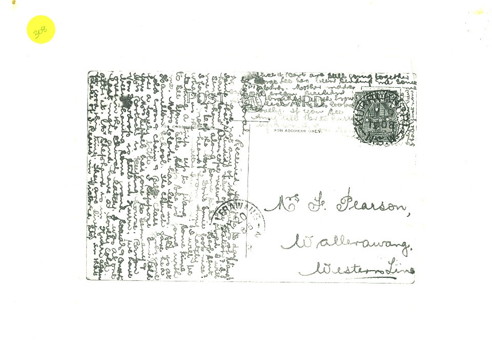 Verso of Postcard from war, 1908