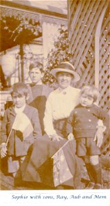 Sophie Foster née Andrews with sons, Ray, Aub and Mem, [n.d.] photo