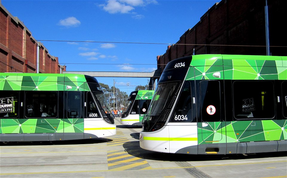 E-class trams at Preston tram depot