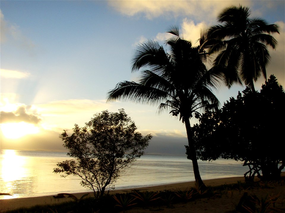 Sunset over Pangaimotu Island, Tonga