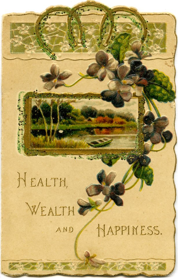 "Health, wealth and happiness" - New Year card