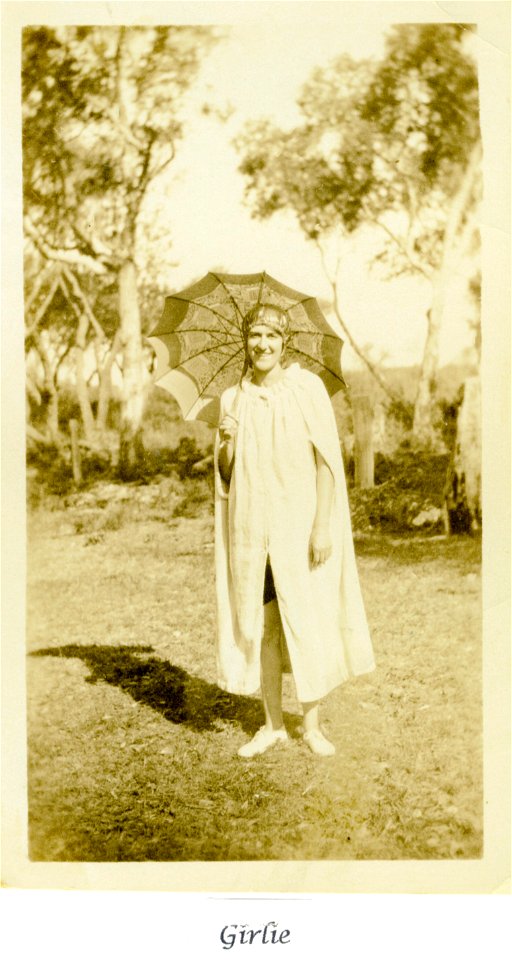 Girlie Foster with umbrella or parasol, [n.d.]