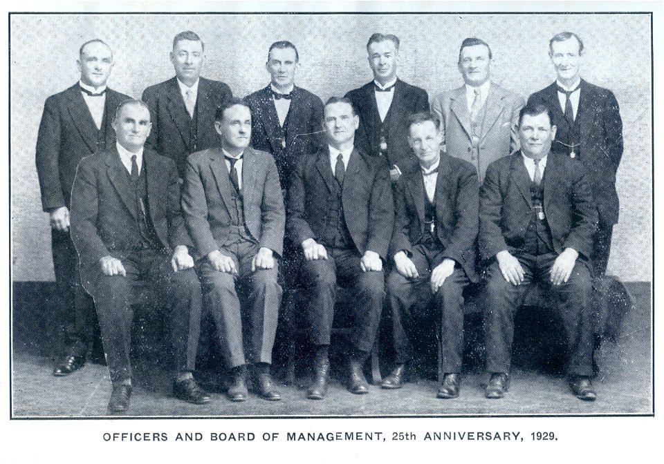 Officers and Board of Management of the Kurri Kurri Co-operative Society, 25th Anniversary, 1929