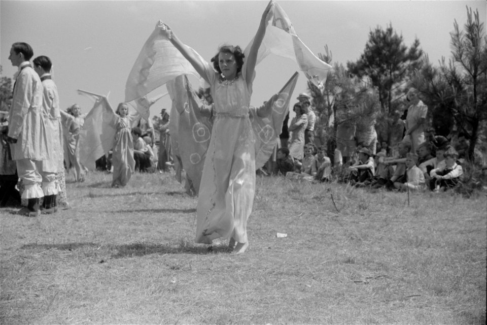 Women and girls dancing at the May Day pageant in Siloam, Greene County, Georgia