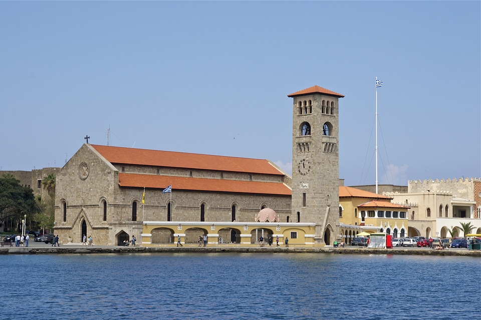 Evangelismos Church at Mandraki Harbour Rhodes Greece