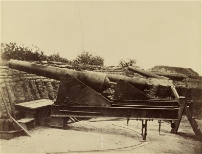 Federal Battery No. 1 at the Siege of Viginia, Yorktown, Mounting One 200 Pounder Gun and Ten 100 Pounder Guns Near Farnhold's House. Civil War Era