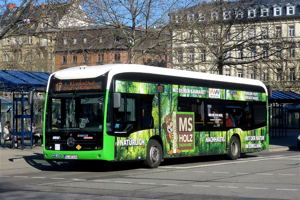 ESWE, Wiesbaden - Wagen 114 - WI-VG 1114 - Mercedes-Benz O 530 eCitaro (2020) - MS-Holzfachmarkt - Wiesbaden, 10.03.2022