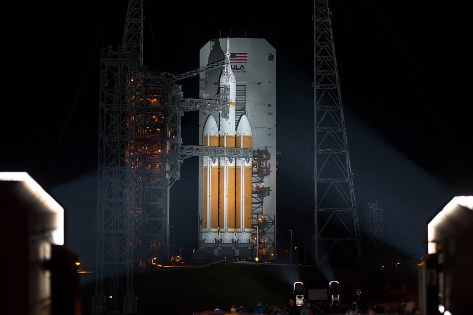 Mobile Service Tower Rolled Back for Orion Flight Test