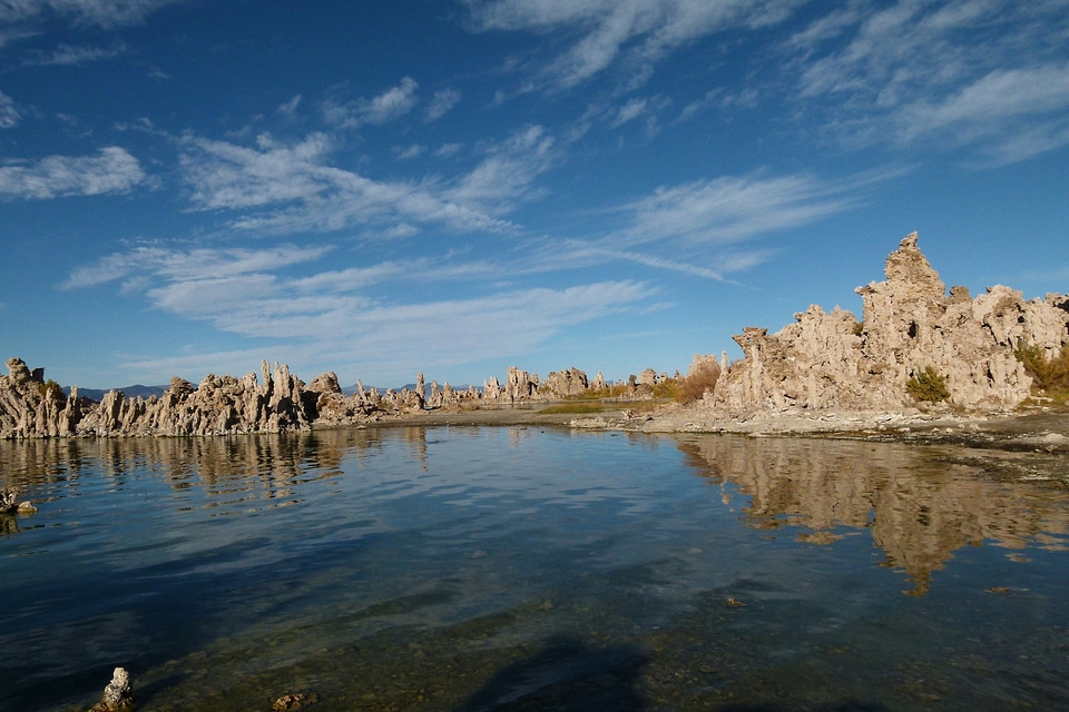 Mono Lake shallow saline soda lake in Mono County California photo