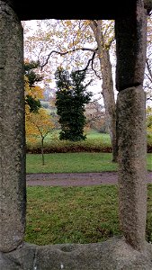 Whalley Abbety vertical stone frame with tree 2 photo