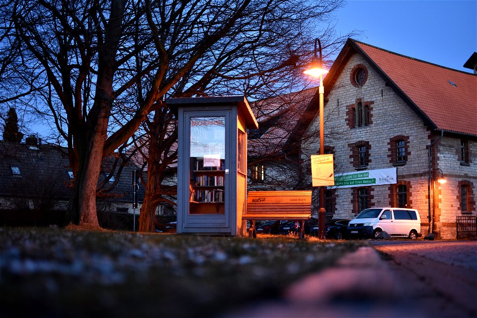 Bücherinsel und Lesebank
