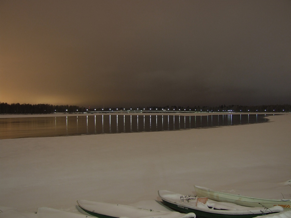 Finland at night covered with snow photo