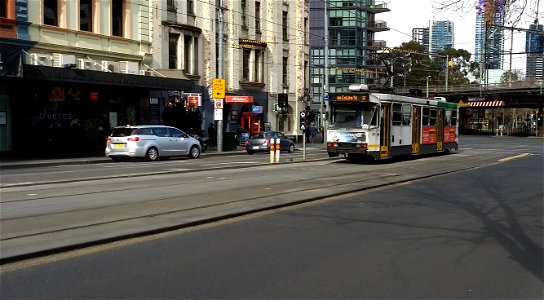 Separated tram track in Spencer Street, Melbourne