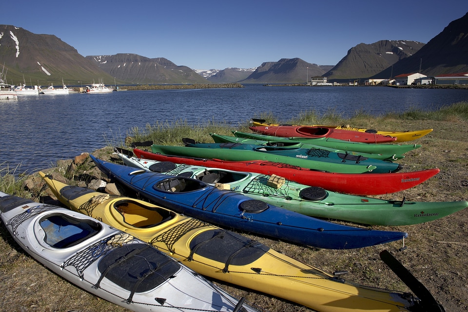Many kayak on the beach