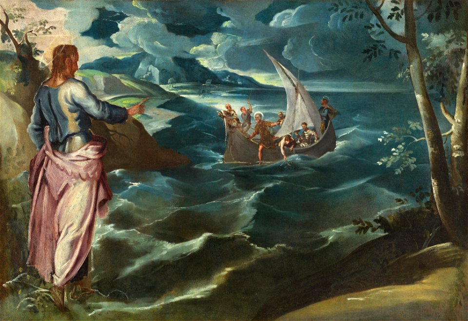 Christ at the Sea of Galilee. Circle of Jacopo Tintoretto. Probably Lambert Sustris.