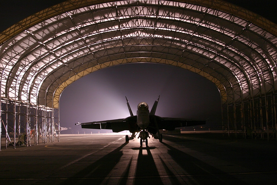 silhouette of Hangar Jet Aircraft