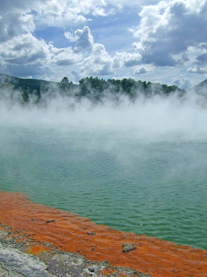 Detail of blue geothermal pond in New Zealand.