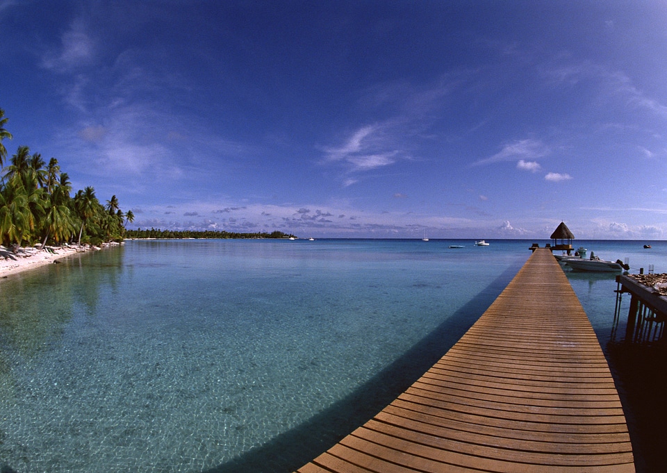 Caribbean sea and wooden platform