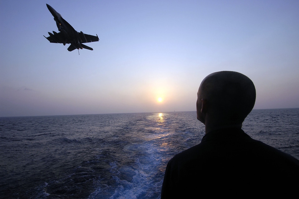 silhouette of F-18 fighter