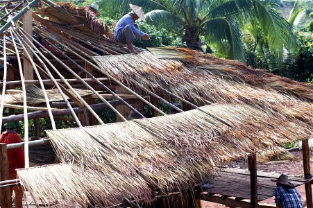 making bamboo house photo