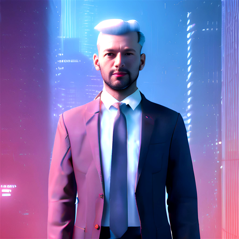 Young Male Cyberpunk CEO