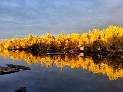 Fall Sunset on Lake photo