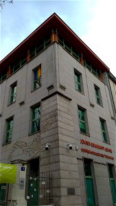 LGBTI flag in a window