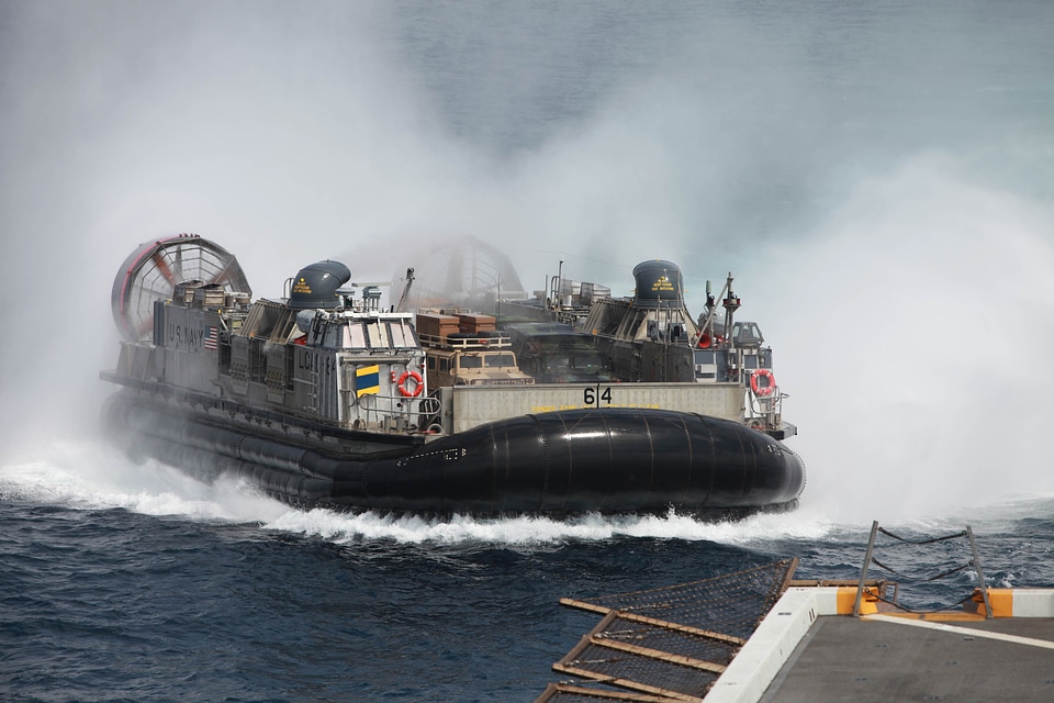 US Navy hovercraft transporting Marines