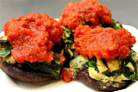 Chicken and Spinach Stuffed Portobello Mushrooms with Marinara