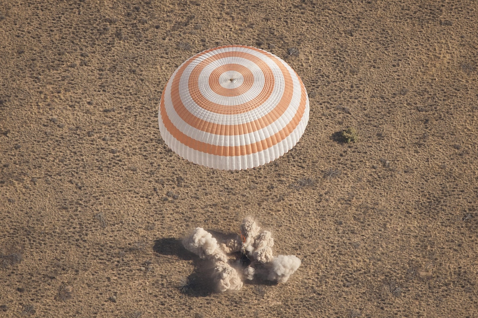 Landing of Soyuz TMA-17 spacecraft