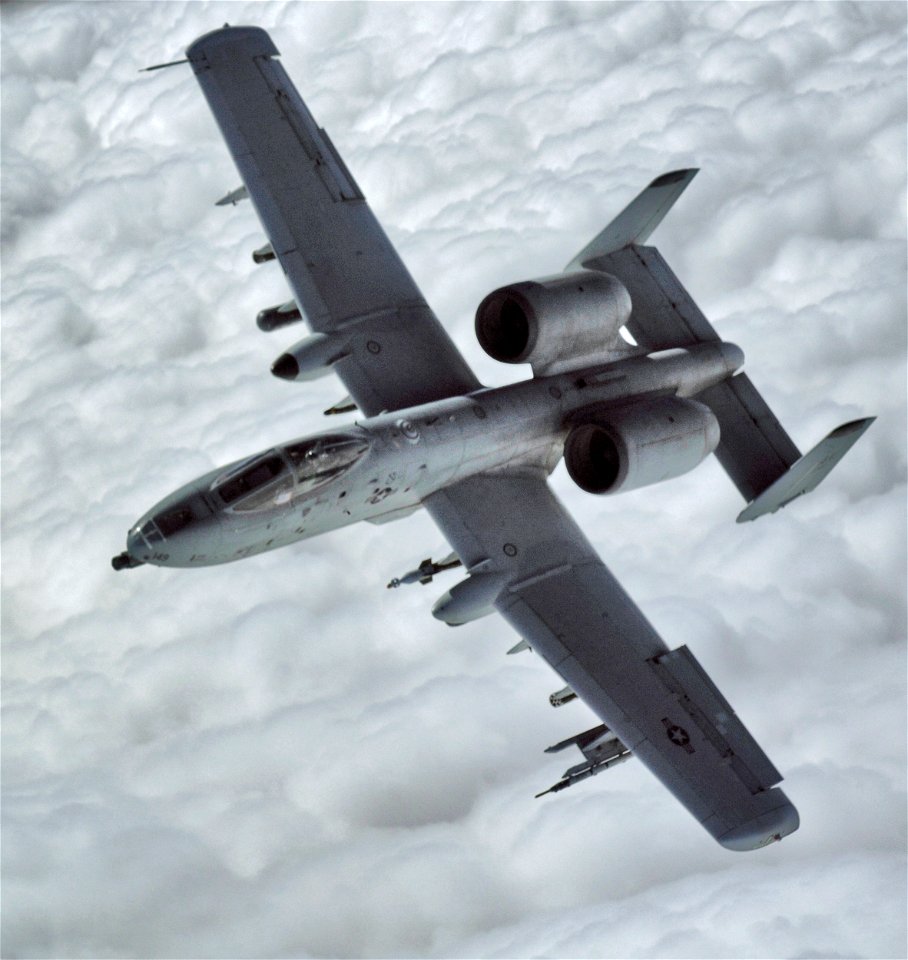 A-10 Thunderbolt II dives to low level close air support mission