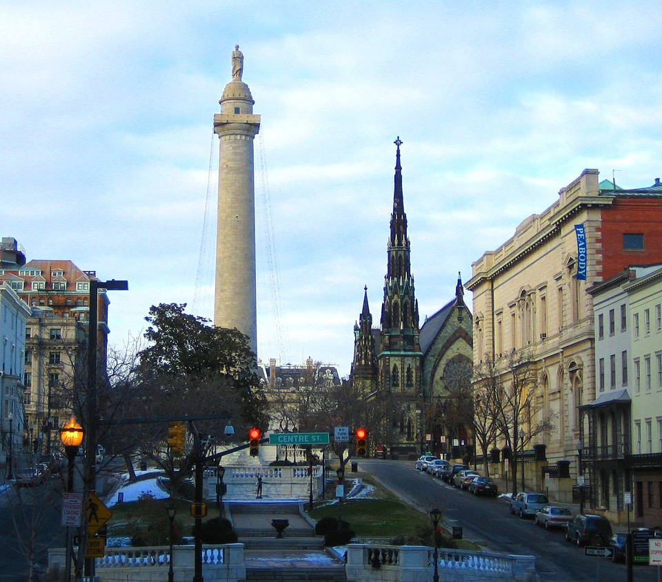 Washington Monument in the Mount Vernon neighborhood of Baltimore