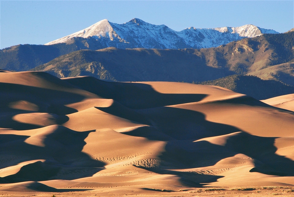 Dunes and Cleveland Peak at Sunset