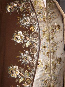 Jacket detail  embroidery from Prince Charles Edward' Stuart's alleged Jacket and Waistcoat,  Inverness Museum