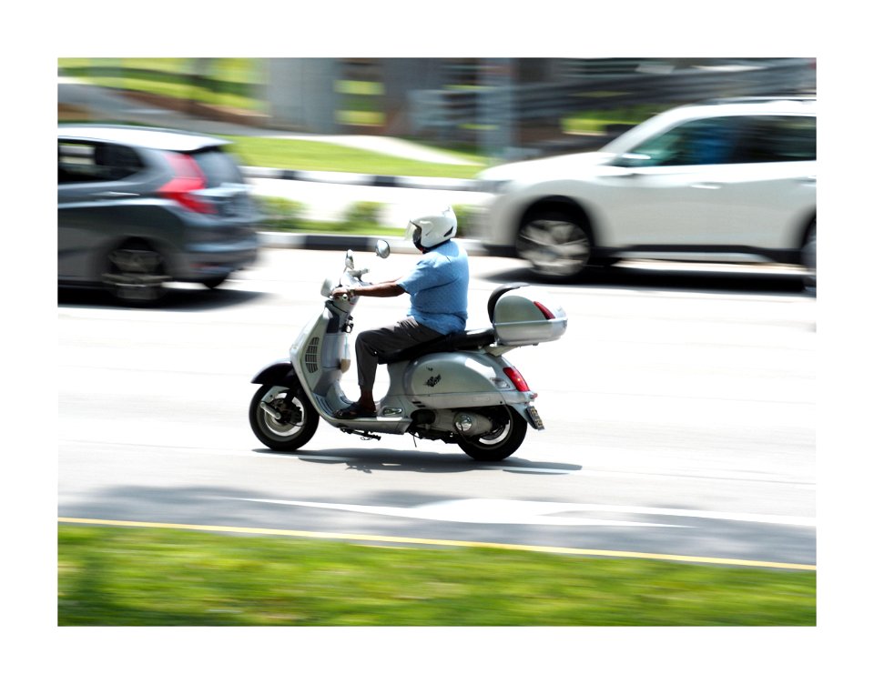Silver scooter