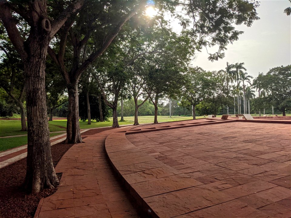 At the periphery of the amphitheater at Matrimandir